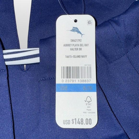NWT TOMMY BAHAMA Aubrey Playa Del Ray Island Zone Halter Dress XL - Island Navy - Picture 8 of 13